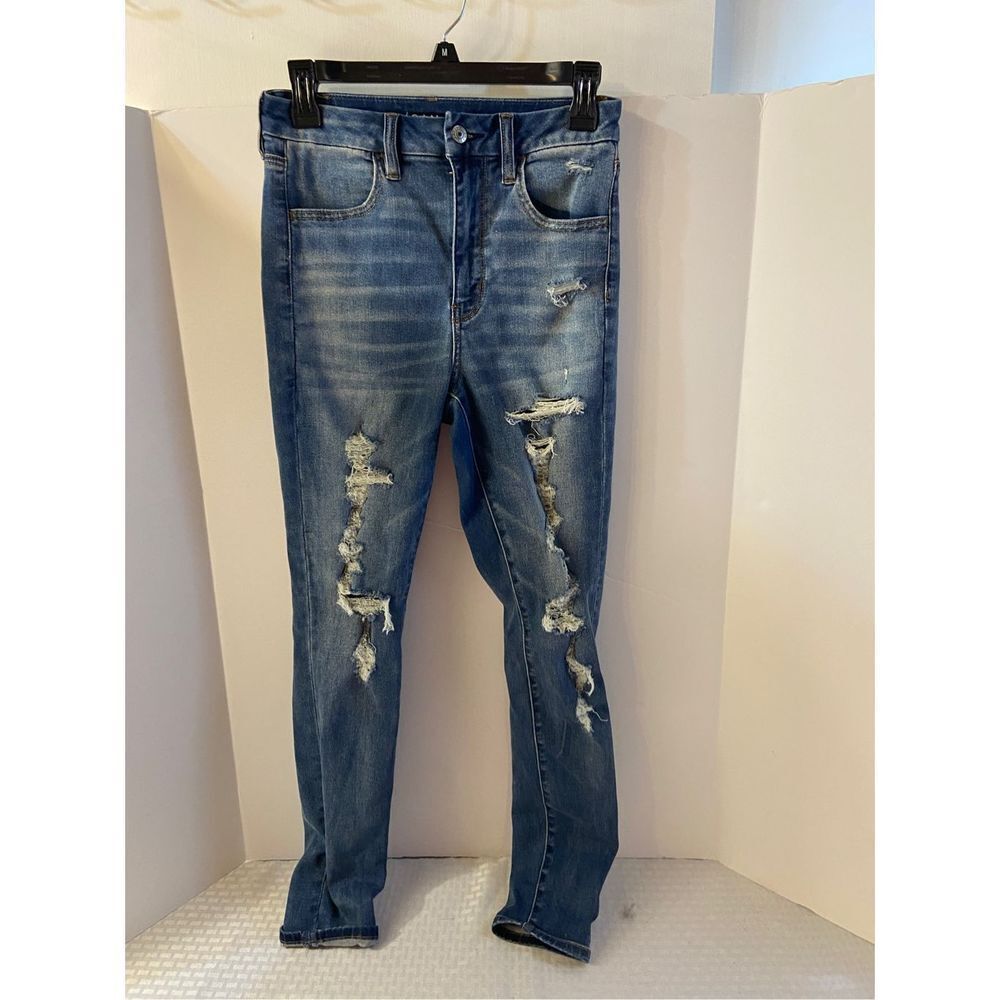 American Eagle next level stretch curvy super high rise 6 Reg rn#54485 distress
